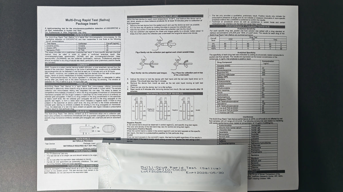 3-Panel Multi-Drug Saliva Rapid Test – THC / OPI / Cocaine
